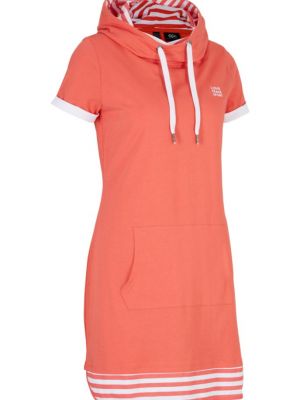 Хлопковое платье мини с коротким рукавом Bpc Bonprix Collection красное