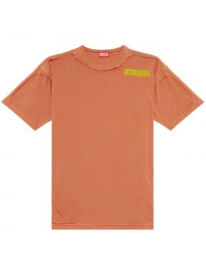 Тениска с разкъсвания Diesel оранжево