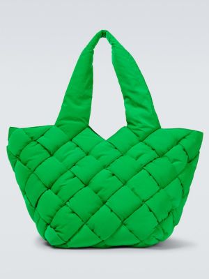 Nylónová nákupná taška Bottega Veneta zelená