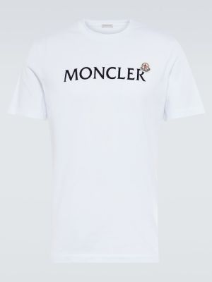 T-shirt z nadrukiem bawełniane Moncler - biały