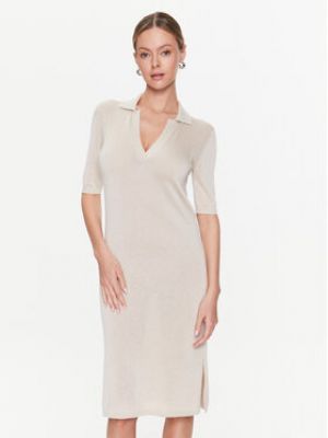 Beżowa sukienka midi Calvin Klein