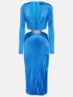 Атласное платье миди Versace синее