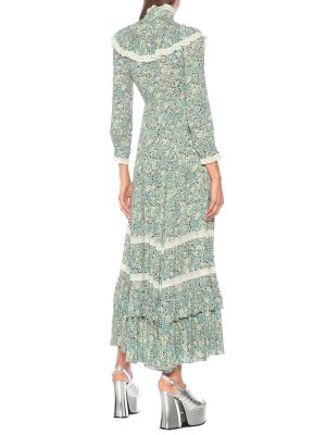 Midi haljina s cvjetnim printom Gucci plava