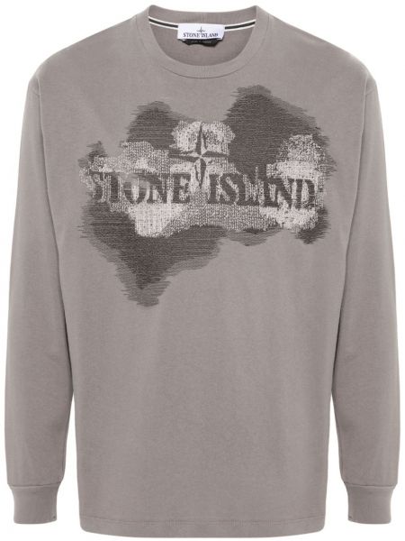 T-shirt mit stickerei aus baumwoll Stone Island grau