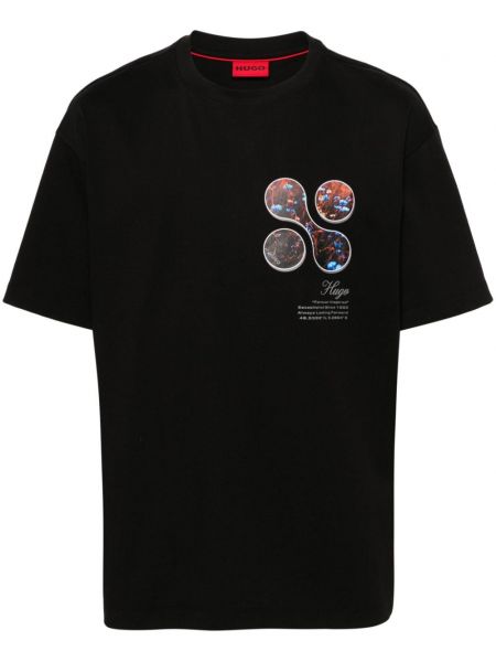 Φλοράλ μπλούζα με σχέδιο Hugo μαύρο