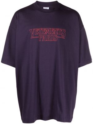 Koszulka bawełniana z nadrukiem Vetements fioletowa