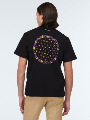 T-shirt aus baumwoll mit print Sacai schwarz