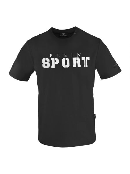 Koszulka bawełniana z nadrukiem z krótkim rękawem Plein Sport czarna