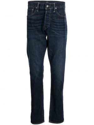 Haftowane proste jeansy polarowe z nadrukiem Polo Ralph Lauren