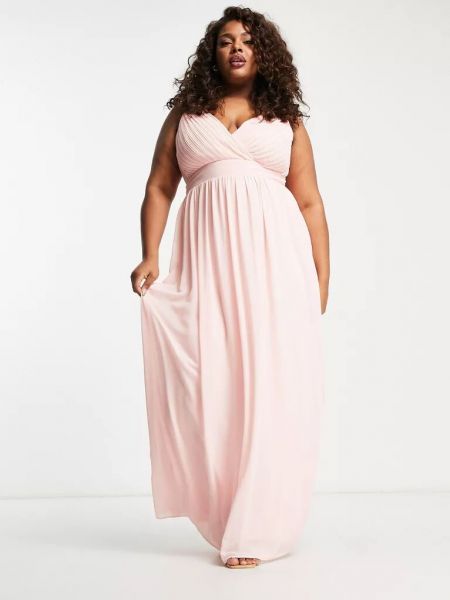 Шифоновое длинное платье с бисером Tfnc розовое
