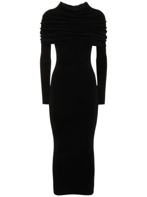 От вискоза макси рокля с качулка от джърси Alexandre Vauthier черно