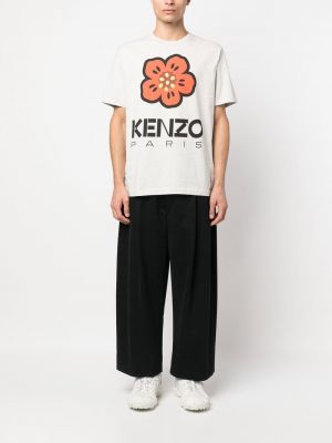Koszulka bawełniana w kwiatki z nadrukiem Kenzo