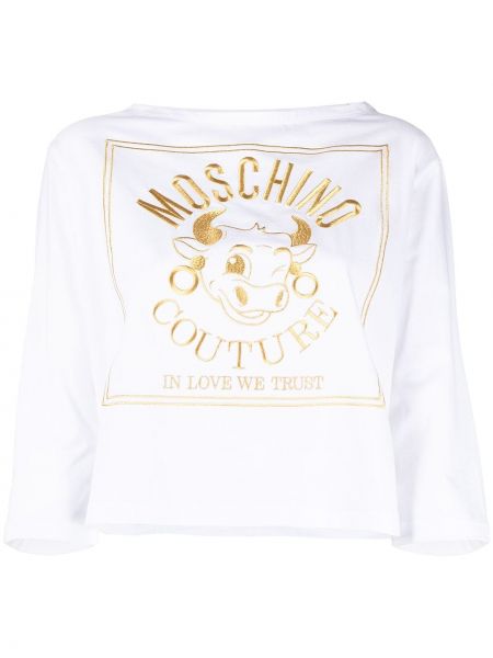 Camiseta con bordado Moschino blanco