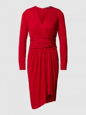 Sukienka midi z dekoltem w serek Lauren Ralph Lauren czerwona