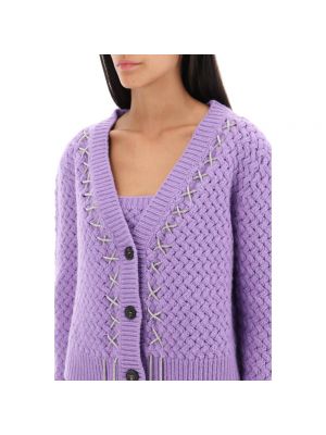 Cárdigan de lana de cachemir de lana merino Giuseppe Di Morabito violeta