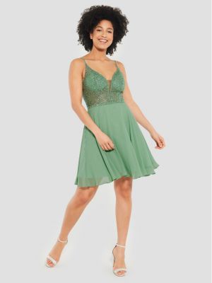 Slim fit koktejlové šaty Swing zelené