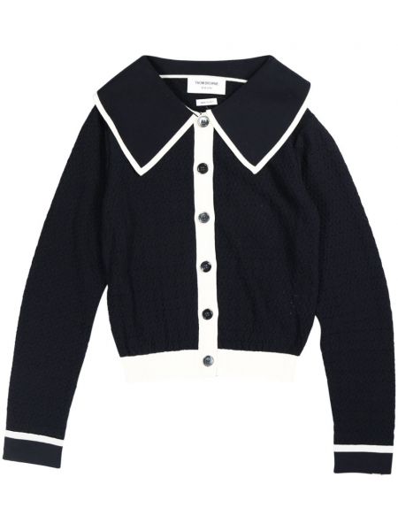 Cardigan lung din bumbac Thom Browne albastru