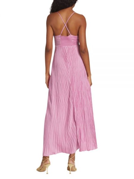 Плиссированное асимметричное длинное платье Alc розовое