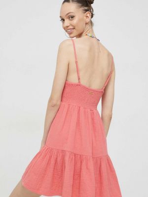 Pamučna mini haljina Billabong ružičasta