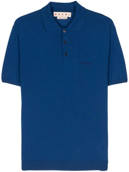 Poloshirt med broderier Marni blå