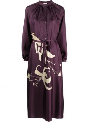 Svilena midi obleka s potiskom Pierre-louis Mascia vijolična