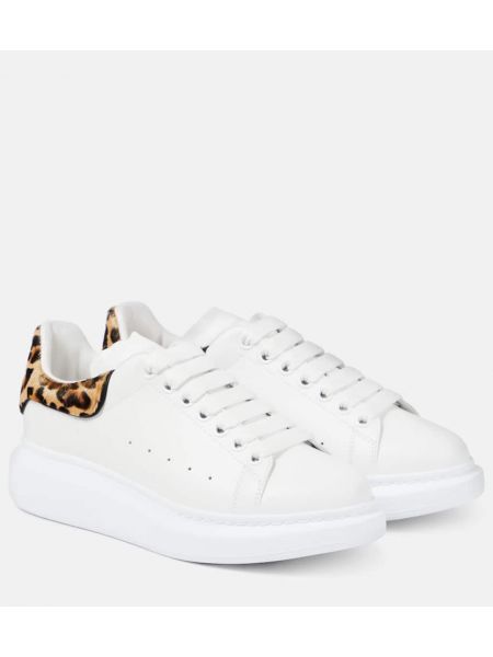 Leopar baskılı deri sneaker Alexander Mcqueen beyaz