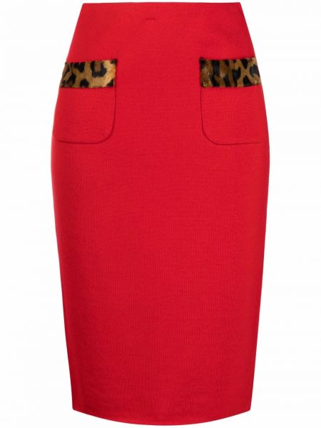 Falda de tubo con estampado leopardo Moschino rojo