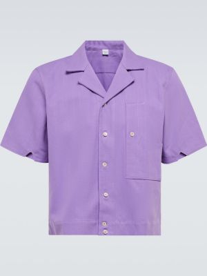 Bombažna lanena srajca Winnie New York vijolična