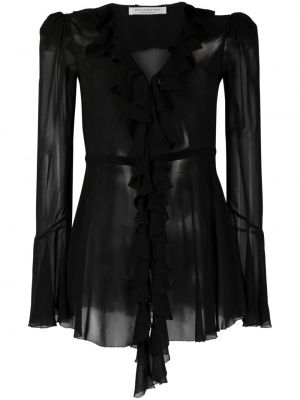 Блуза с v-образно деколте с волани Philosophy Di Lorenzo Serafini черно