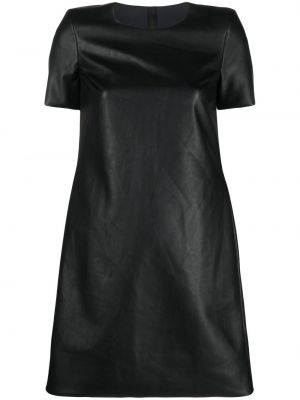 Kožené mini šaty s krátkými rukávy s kulatým výstřihem Wolford - černá