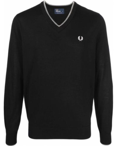 Jersey con escote v de tela jersey Fred Perry negro
