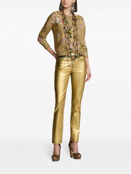 Květinový hedvábný svetr Ralph Lauren Collection zlatý