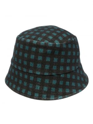 Kockovaná vlnená čiapka s výšivkou Lanvin