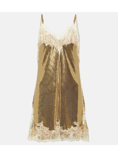Φόρεμα με δαντέλα Rabanne χρυσό