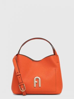 Кожаная сумка через плечо Furla оранжевая