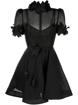 Sukienka koktajlowa w kwiatki Zimmermann czarna