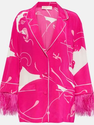 Блузка с перьями Valentino розовая