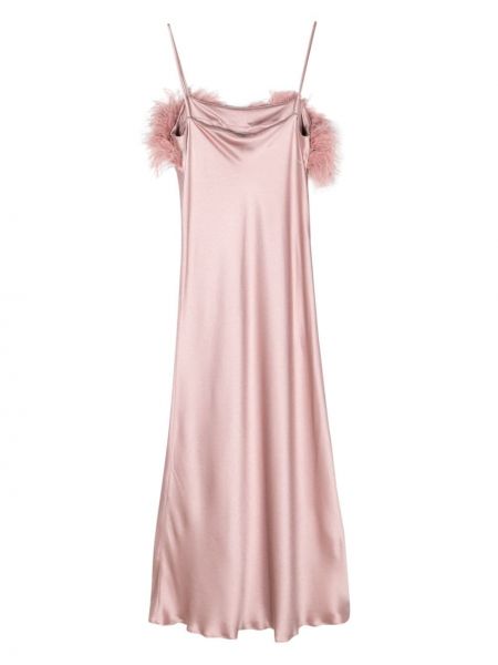 Midi šaty z peří Antonelli růžové
