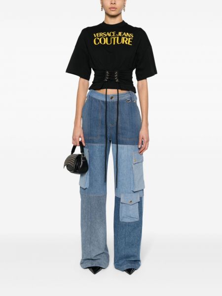 Raštuotas marškinėliai Versace Jeans Couture juoda