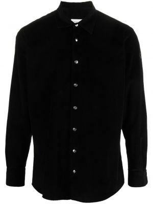 Bavlnená slim fit menčestrová košeľa Moncler čierna