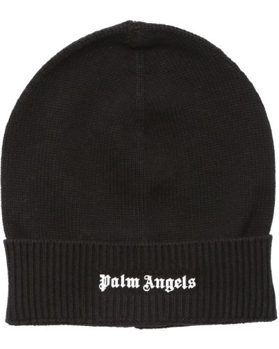 Raštuotas medvilninis kepurė Palm Angels juoda