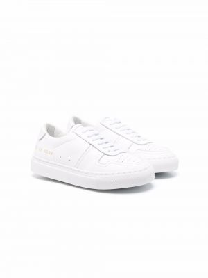 Blonder lær snøring sneakers for jenter Common Projects hvit