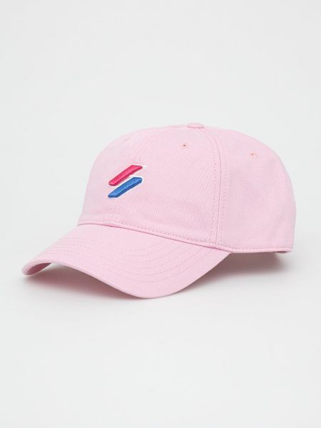 Bavlněný čepice s aplikacemi Superdry růžový