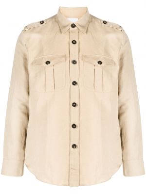 Bombažna lanena jakna z žepi Pt Torino bež