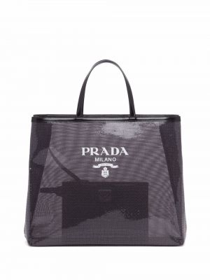 Mesh trykt stoffpose Prada svart