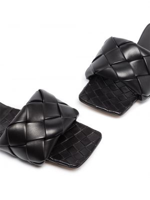 Pletené sandály bez podpatku Bottega Veneta černé