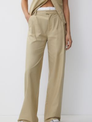 Pantaloni plissettati Pull&bear beige
