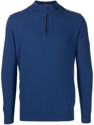 Кашмирен пуловер с цип от мерино вълна Pringle Of Scotland синьо