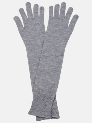 Серые кашемировые шелковые перчатки Alaïa
