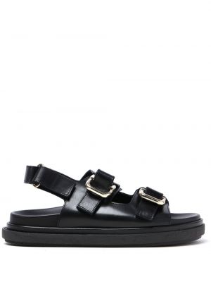 Kožené sandály bez podpatku Alohas černé
